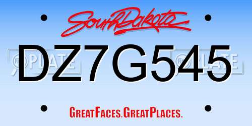 DZ7G545 South Dakota License Plate