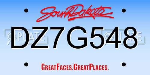 DZ7G548 South Dakota License Plate