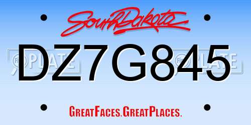 DZ7G845 South Dakota License Plate