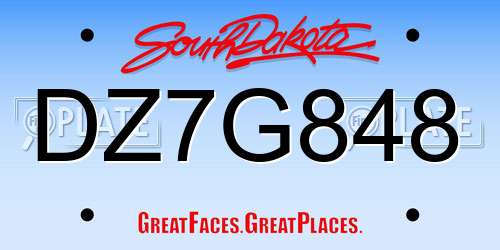 DZ7G848 South Dakota License Plate