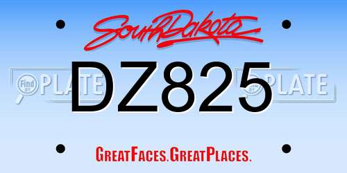 DZ825 South Dakota License Plate