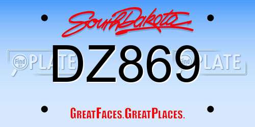 DZ869 South Dakota License Plate