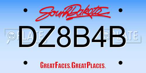 DZ8B4B South Dakota License Plate