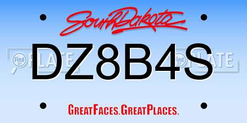DZ8B4S South Dakota License Plate