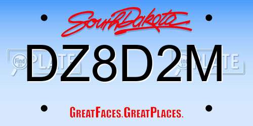 DZ8D2M South Dakota License Plate