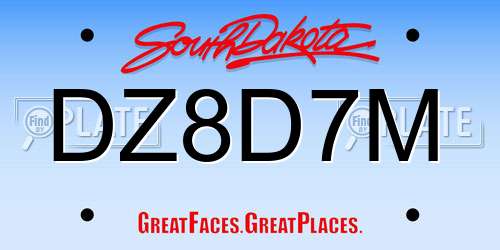 DZ8D7M South Dakota License Plate