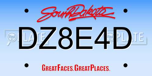 DZ8E4D South Dakota License Plate