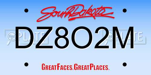 DZ8O2M South Dakota License Plate