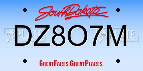 DZ8O7M South Dakota License Plate