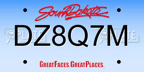 DZ8Q7M South Dakota License Plate