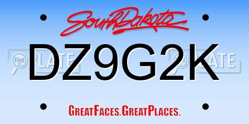 DZ9G2K South Dakota License Plate