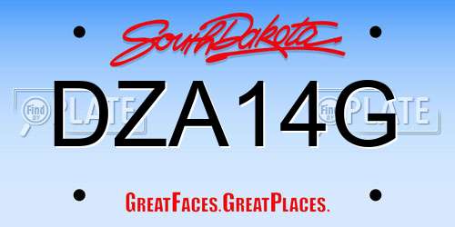 DZA14G South Dakota License Plate