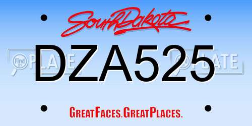 DZA525 South Dakota License Plate