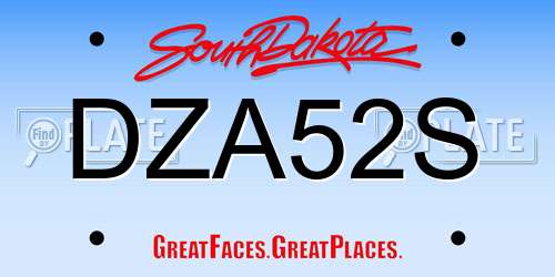 DZA52S South Dakota License Plate