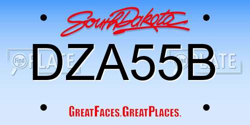 DZA55B South Dakota License Plate