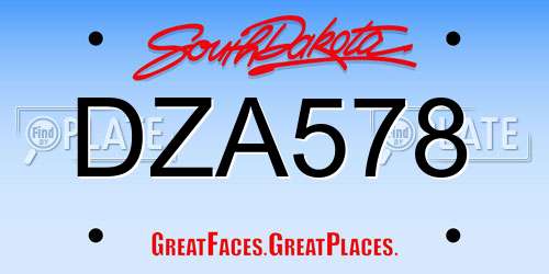 DZA578 South Dakota License Plate