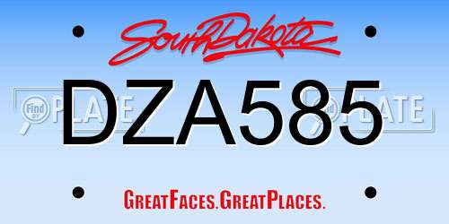 DZA585 South Dakota License Plate