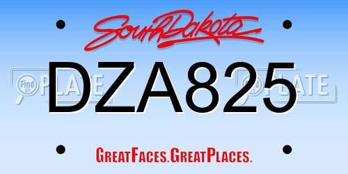 DZA825 South Dakota License Plate