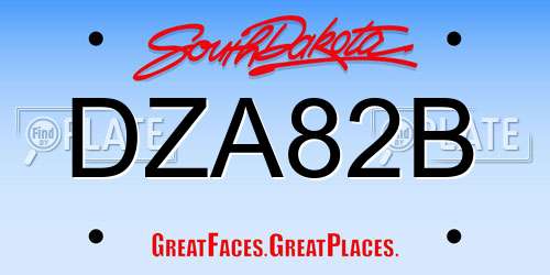 DZA82B South Dakota License Plate