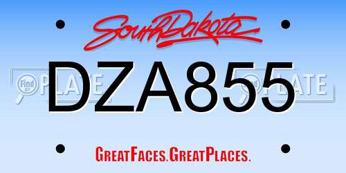 DZA855 South Dakota License Plate