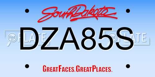 DZA85S South Dakota License Plate