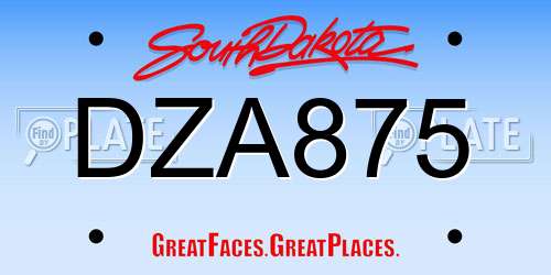 DZA875 South Dakota License Plate