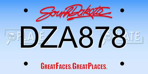DZA878 South Dakota License Plate