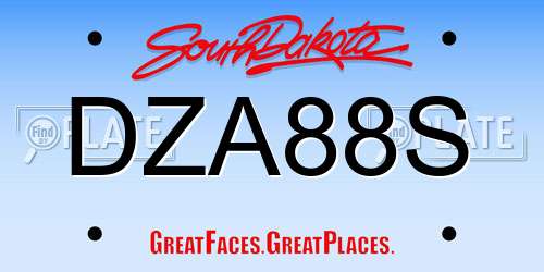 DZA88S South Dakota License Plate