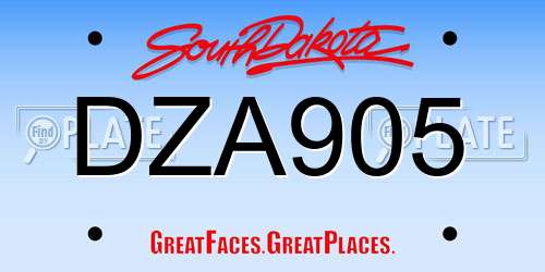 DZA905 South Dakota License Plate