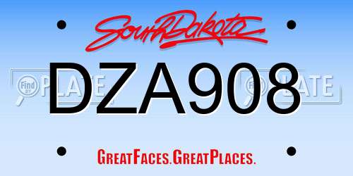 DZA908 South Dakota License Plate