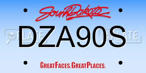 DZA90S South Dakota License Plate