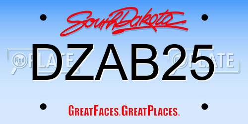 DZAB25 South Dakota License Plate