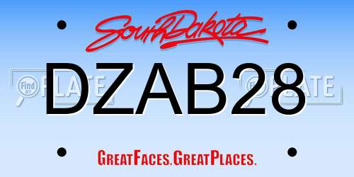 DZAB28 South Dakota License Plate