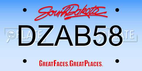 DZAB58 South Dakota License Plate
