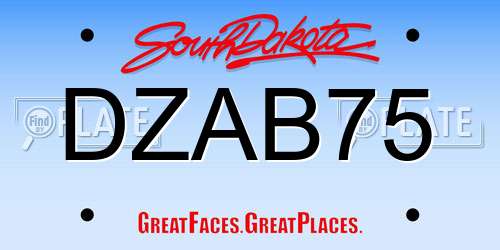 DZAB75 South Dakota License Plate