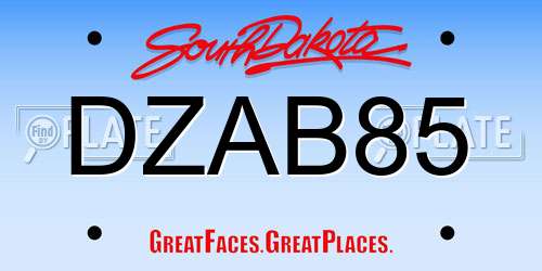 DZAB85 South Dakota License Plate