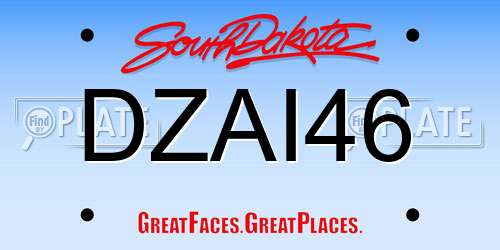 DZAI46 South Dakota License Plate