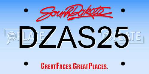 DZAS25 South Dakota License Plate