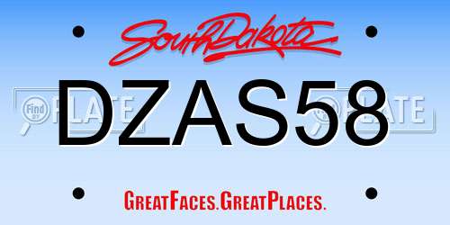 DZAS58 South Dakota License Plate
