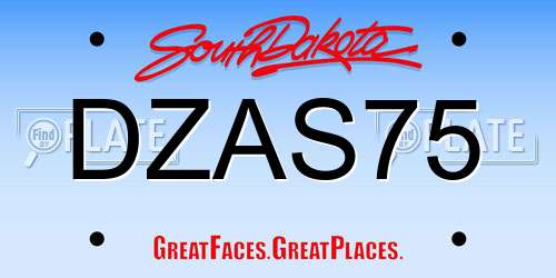 DZAS75 South Dakota License Plate