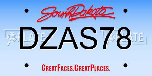 DZAS78 South Dakota License Plate