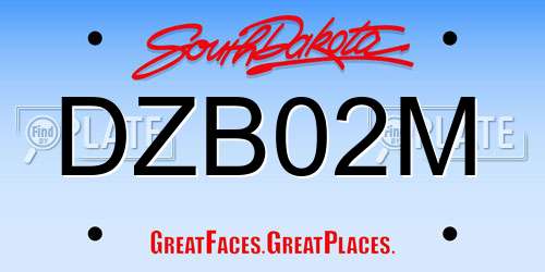 DZB02M South Dakota License Plate