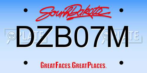 DZB07M South Dakota License Plate