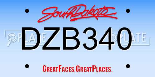 DZB340 South Dakota License Plate