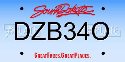 DZB34O South Dakota License Plate