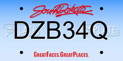 DZB34Q South Dakota License Plate