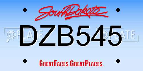 DZB545 South Dakota License Plate