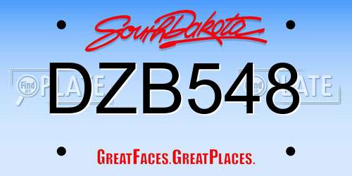 DZB548 South Dakota License Plate