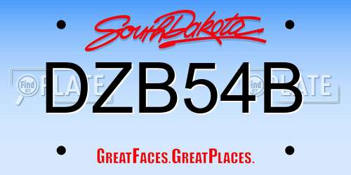DZB54B South Dakota License Plate