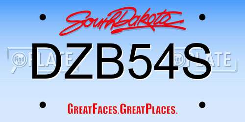 DZB54S South Dakota License Plate